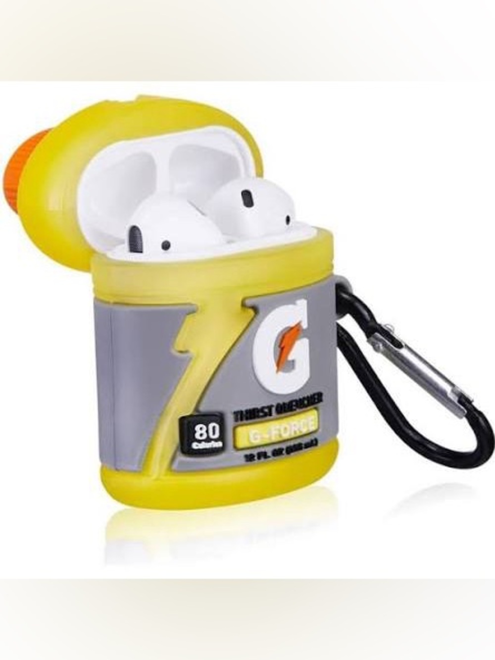 G/FORE Yellow and Gray Silicone AirPods Case with Carabiner